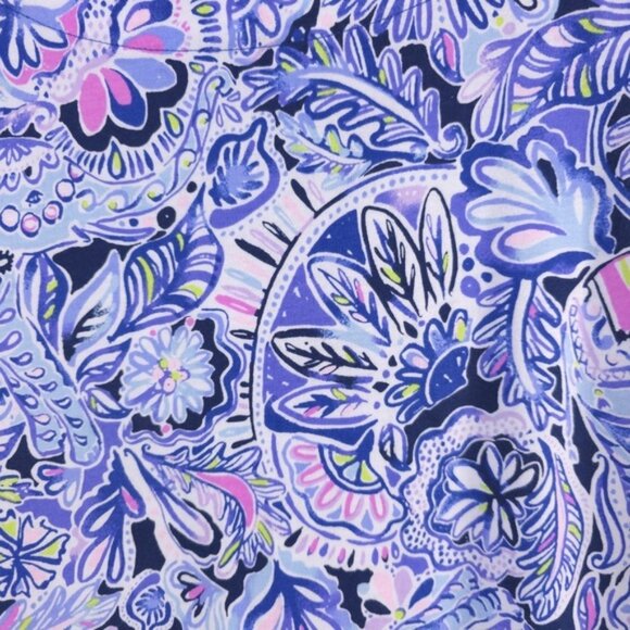 Lilly Pulitzer Short Sleeve Bay Dress Iris Blue Namastay In The Jungle MEDIUM - Picture 11 of 13